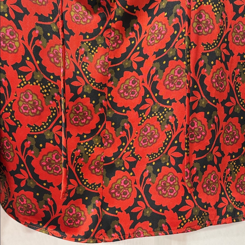 1. State Scarlet and Ebony Patterned Ruffle Blouse - Picture 6 of 13